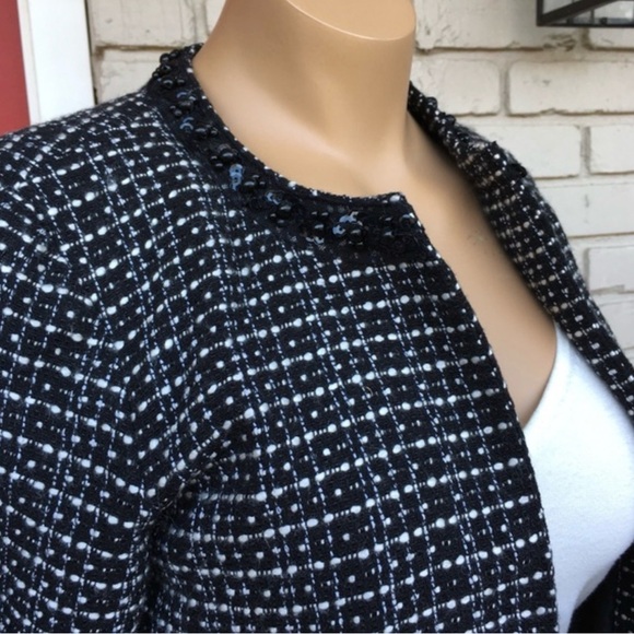 Fenn Wright Manson Women’s Black & White Tweed Blazer with Crystal Details Sz S - Picture 4 of 8